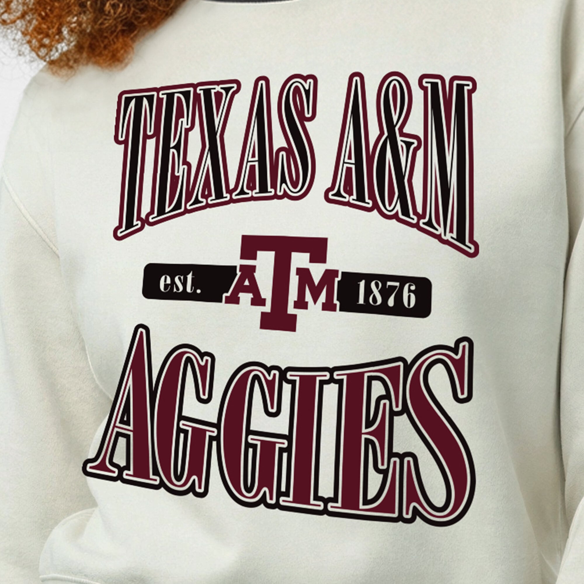 Women's Champion White Texas A&M Aggies Yarn Dye Rib Reverse Weave Crew Sweatshirt